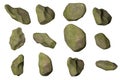 Set of stones isolated on white background. Various  stones isolated with clipping paths Royalty Free Stock Photo