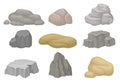 Set of stones and rocks. Vector illustration on white background. Royalty Free Stock Photo