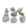 Set of stones, sea pebbles isolated on white. 3D illustration Royalty Free Stock Photo