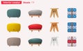 Set of stools for home and office design. Cartoon vector illustration