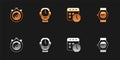 Set Stopwatch, Clock, Calendar and clock and Wrist icon. Vector