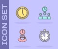 Set Stopwatch, Clock, Coffee time and Time Management icon. Vector Royalty Free Stock Photo