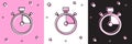 Set Stopwatch icon isolated on pink and white, black background. Time timer sign. Chronometer sign. Vector Royalty Free Stock Photo