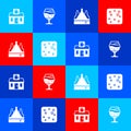 Set Store building of beer shop, Glass, Pack bottles and Beer bubbles icon. Vector