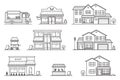 Set of store, shop, house, street store cart and truck icons. Vector. For web design and application interface, also Royalty Free Stock Photo