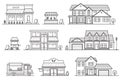 Set of store, shop, house, street store cart and truck icons. Vector. For web design and application interface, also Royalty Free Stock Photo