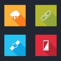 Set Storm, Chain link, Wrist watch and Smartphone, mobile phone icon. Vector Royalty Free Stock Photo