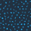 Set Storm, Paint brush, Snowflake and USB flash drive and shield on seamless pattern. Vector Royalty Free Stock Photo