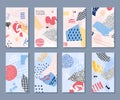 Set of story template collection with abstract hand drawn elements. Social media stories wallpaper set.