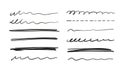 Set of straight and wavy scribble lines in pen, pencil underline, vector doodle, hand drawn design elements isolated on