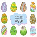 Set of strange monster eggs