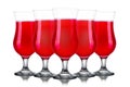 Set of strawberry cocktails in hurricane glass isolated on white background Royalty Free Stock Photo