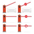 Set of street barriers isolated on white. Stop. Checkpoint concept.