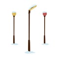 Set of street lamps. Lighting in the winter park. Vector illustration in flat style isolated on white background Royalty Free Stock Photo