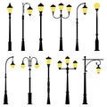 Set of street lamps, vector illustration