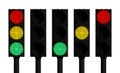 Set of street traffic lights with different light signals isolated on white background Royalty Free Stock Photo