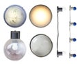 Set of street wall lights and light bulbs Royalty Free Stock Photo