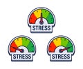 Set of Stress Level Indicators Vector Illustration with Color Coded Emotional State Gauges