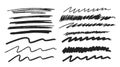 Set Of Strikethrough Underlines. Brush Stroke Markers Collection. Scribble Straight or Wavy Lines On White Background