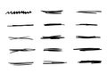 set of strikethrough underlines. Brush stroke markers collection. Vector illustration of crossed scribble lines isolated on white Royalty Free Stock Photo