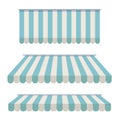 A set of striped awnings, canopies for the store. Awning for the cafes and street restaurants. illustration isolated on