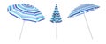Set with striped beach umbrellas on white background. Banner design Royalty Free Stock Photo