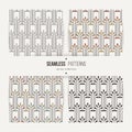 Set of striped seamless patterns in art deco style. Royalty Free Stock Photo