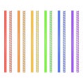 Set of striped straws for cocktails isolated on white background. Straw for beverage, colorful Vector EPS 10 illustration