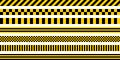 Set stripes yellow and black color, with industrial pattern, vector safety warning stripes, black pattern on yellow background