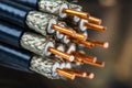 Set of stripped coaxial cable Royalty Free Stock Photo