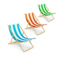 Set of stripped deck-chairs beach inventory Royalty Free Stock Photo