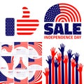 Set of Stylish American Independence day design.