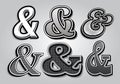 Set of stylish ampersands from different fonts Royalty Free Stock Photo