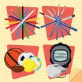 Set Of Stylish Cartoon Different School Elements