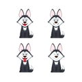 Set stylish dogs with different emotions: joy, surprise, flirtatious, smile.