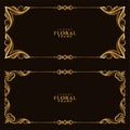 Set of stylish golden floral frame border design