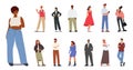 Set Stylish Multinational People. Male and Female Characters, Caucasian, Arab, African or Asian Men and Women