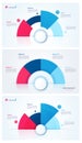 Set of stylish pie chart circle infographic templates. 4 parts. Royalty Free Stock Photo