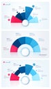 Set of stylish pie chart circle infographic templates. 6 parts. Royalty Free Stock Photo