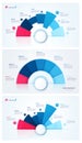 Set of stylish pie chart circle infographic templates. 7 parts.