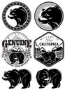 Set of stylish retro badges with bears forest mountains