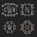 The set of stylish retro monogram emblem templates Royalty Free Stock Photo