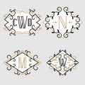 The set of stylish retro monogram emblem templates Royalty Free Stock Photo