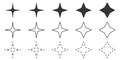 Set of stylish vector stars. Shining shiny stars vector. Shimmering silhouette of bursts of stars. Black sequins vector.
