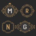 The set of stylish vintage monogram emblem and logo templates. Royalty Free Stock Photo