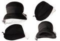 Set of stylish woman retro hat with black decorative mesh