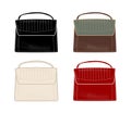 Set of stylish women`s handbags in different colours. Flat illustration