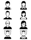 Set of stylized avatars or userpics people and cats