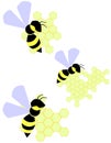 Set of stylized Bees with hives