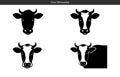 Set of stylized black and white cow head silhouettes on a clean white background Royalty Free Stock Photo